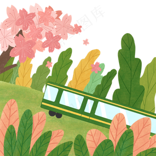 风景春光春天樱花清明装饰PNG出行,免抠元素