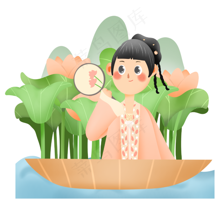 在荷花池里划船