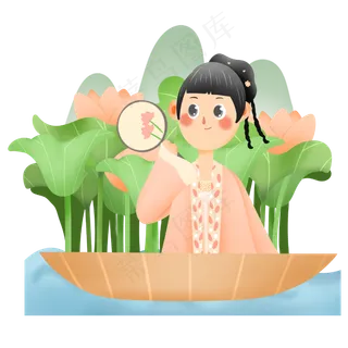 在荷花池里划船