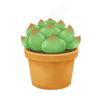 水彩绘多肉盆栽矢量,免抠元素