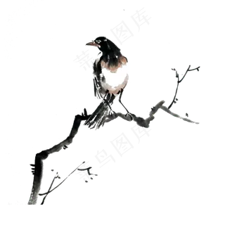 水墨国画雀鸟PNG花鸟棕色,免抠元素