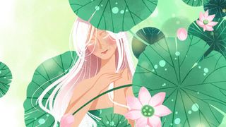 绿色系卡通手绘风小暑夏日荷叶配图