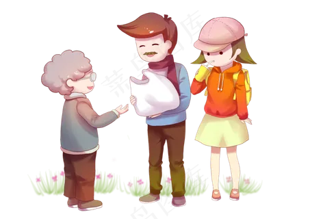 爸爸带着女儿回乡见亲戚