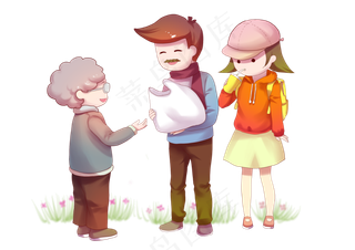 爸爸带着女儿回乡见亲戚