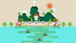 二十四节气春分卡通建筑人物风景