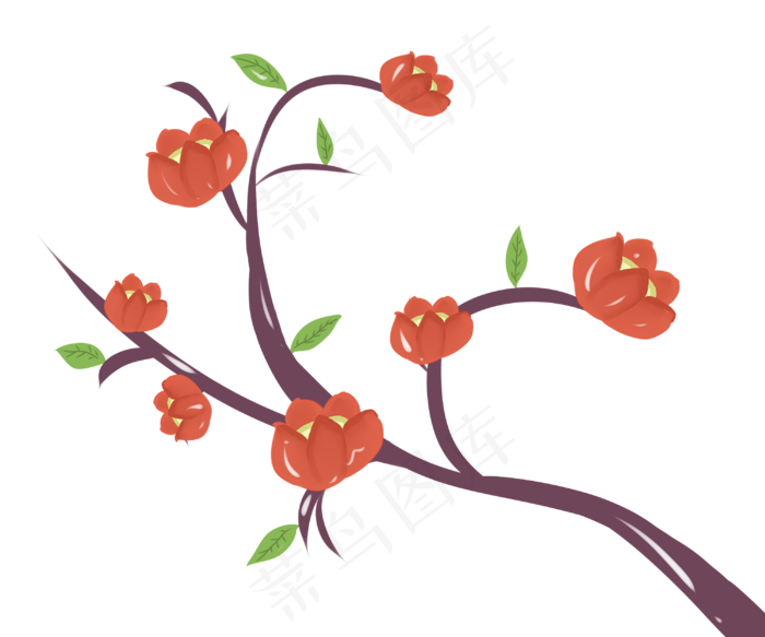 唯美红色花朵花枝