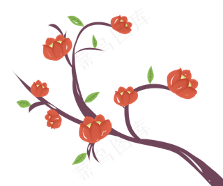 唯美红色花朵花枝