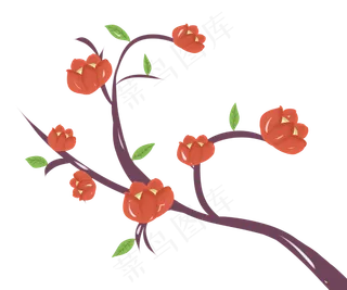 唯美红色花朵花枝