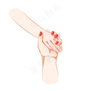 母亲节大手拉小手手绘卡通