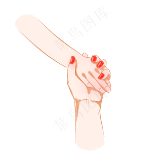 母亲节大手拉小手手绘卡通