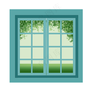 草地通用词窗户窗景,免抠元素