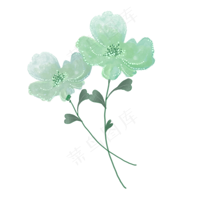 蓝色花朵卡通插画