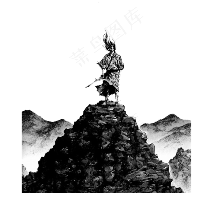 山峰侠客,免抠元素(2000*2000px 300 dpi )psd模版下载