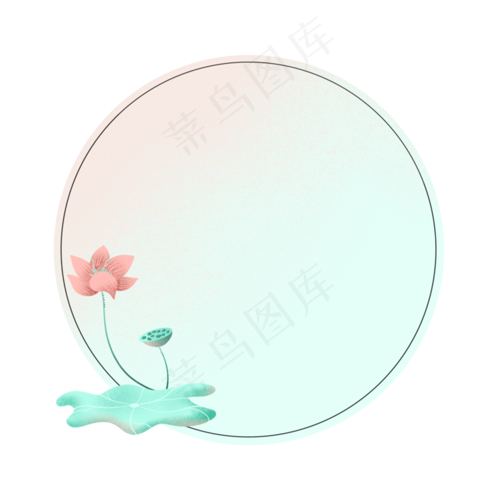 荷叶荷花古典边框(1688X1688(DPI:132))psd模版下载
