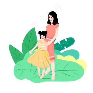 儿童节小清新扁平风手绘和妈妈玩