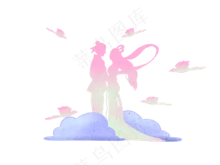 七夕牛郎织女剪影,免抠元素