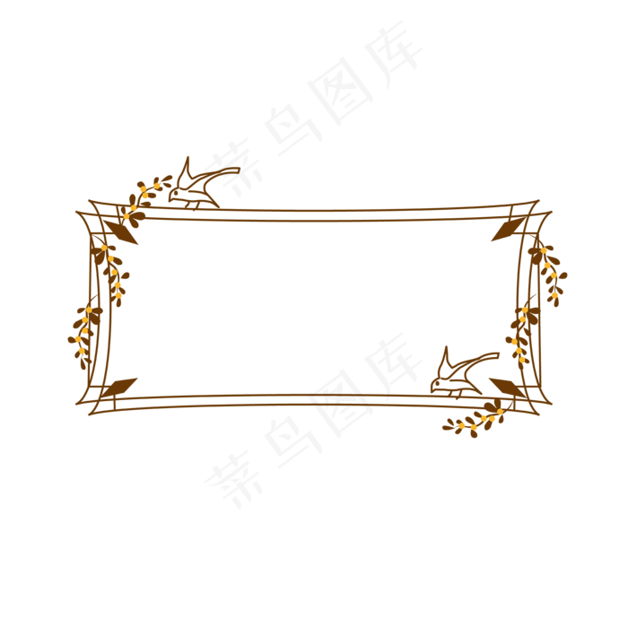 线描中式花鸟边框,免抠元素(3000X4000(DPI:96))ai矢量模版下载