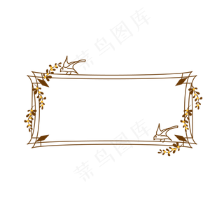 线描中式花鸟边框,免抠元素