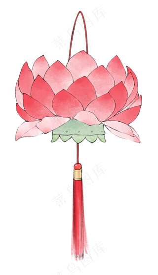 新年元宵节吉祥莲花灯荷花灯粉色,免抠元素