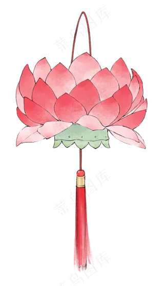 新年元宵节吉祥莲花灯荷花灯粉色,免抠元素