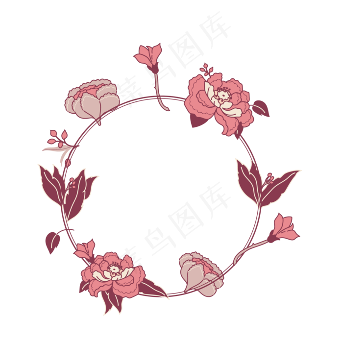 手绘复古简约花卉边框(2000X2000(DPI:300))ai矢量模版下载