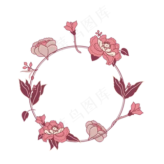 手绘复古简约花卉边框