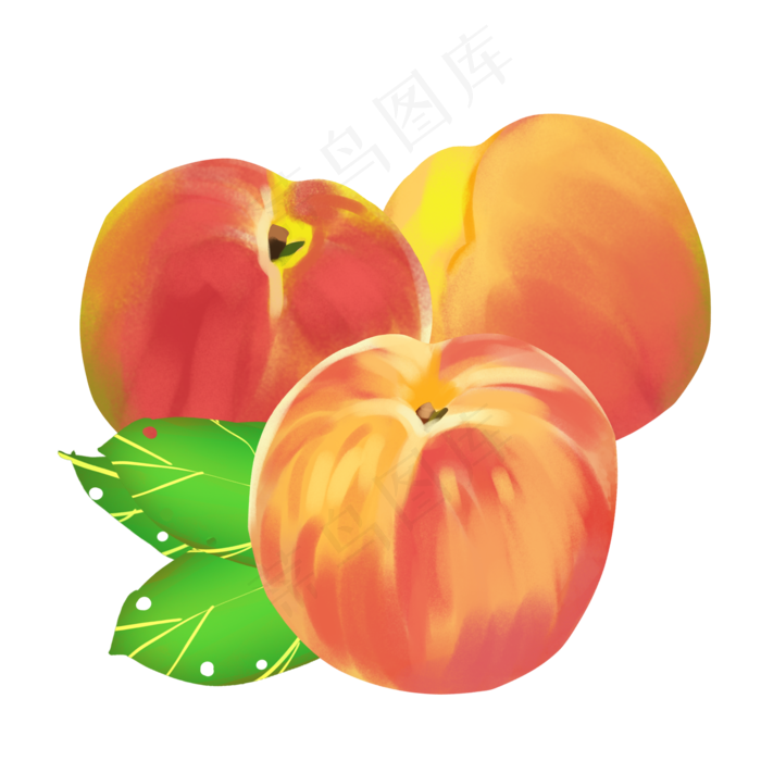 水彩桃子水果