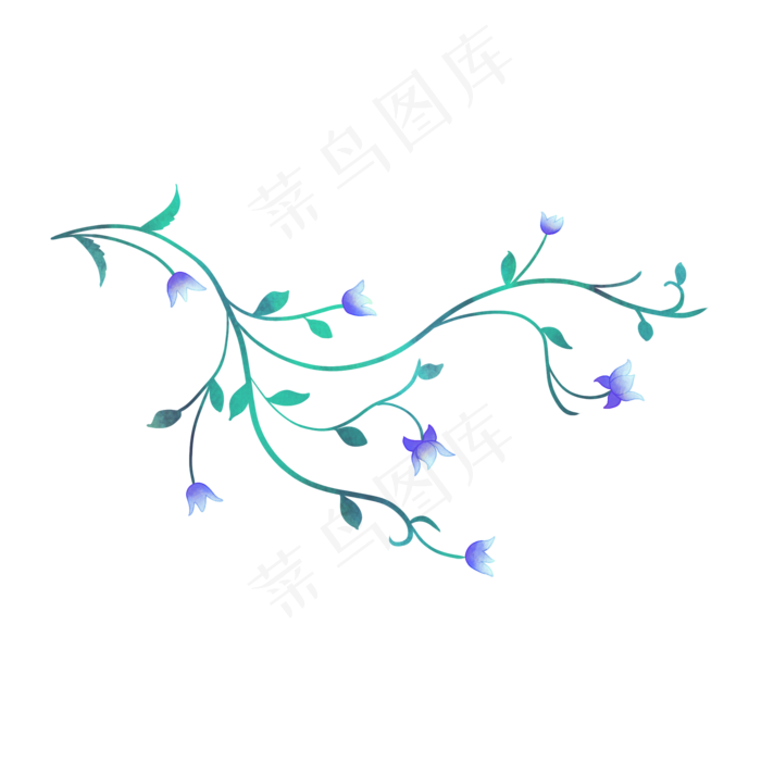 蓝色的花藤装饰插画