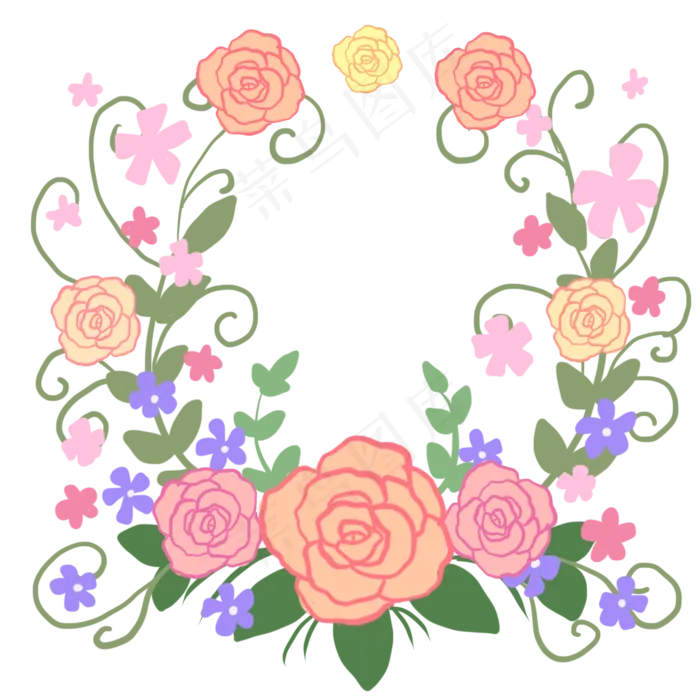 小清新浪漫玫瑰花环(2048X2048(DPI:132))psd模版下载