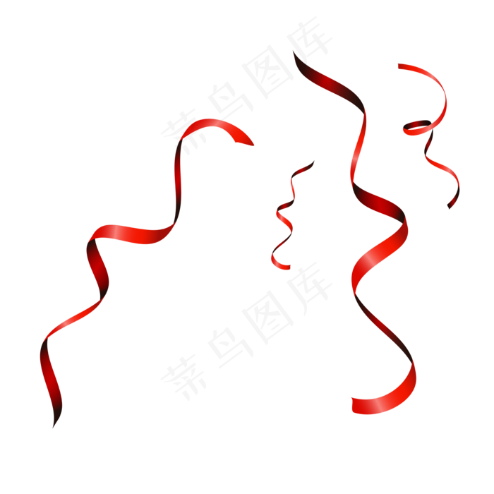 四条手绘的红色丝带,免抠元素(2200*2200px)psd模版下载