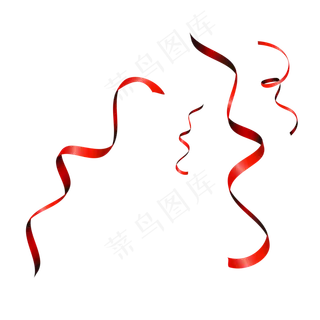 四条手绘的红色丝带,免抠元素