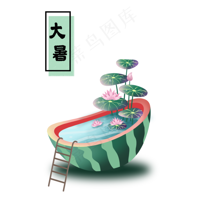 二十四节气大暑场景图(2000X2000(DPI:300))psd模版下载