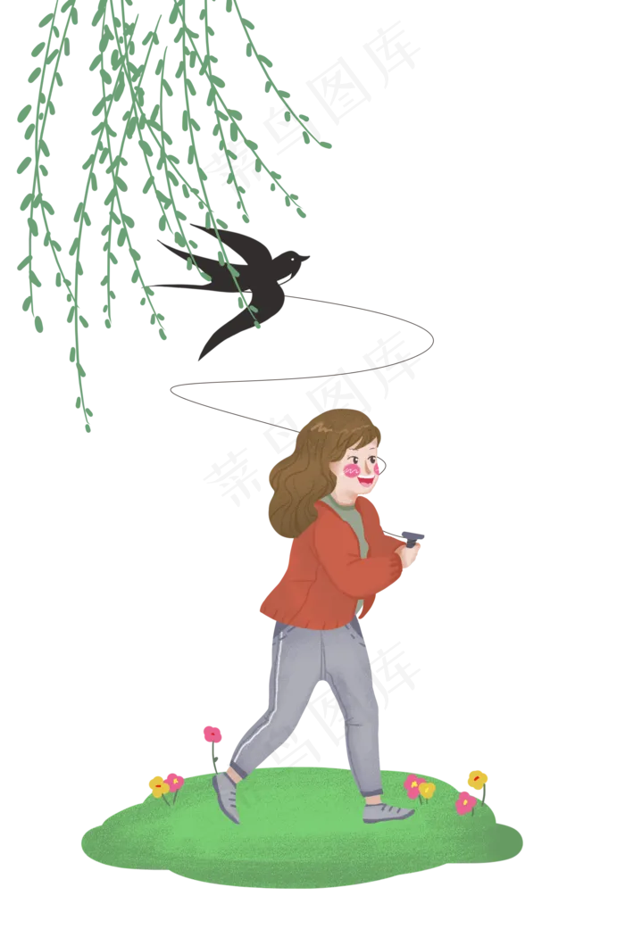 清明节放风筝的女孩(2000X3000(DPI:300))psd模版下载