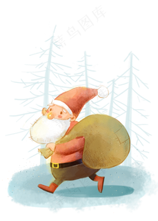 送礼物的圣诞老人PNG素材,免抠元素