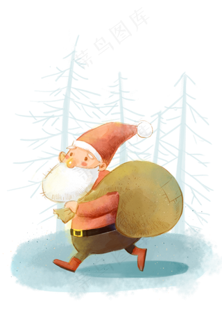 送礼物的圣诞老人PNG素材,免抠元素