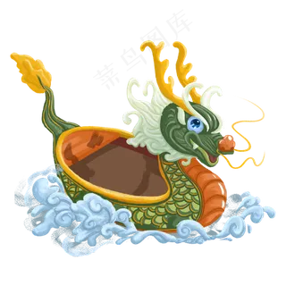 卡通绿色的龙舟