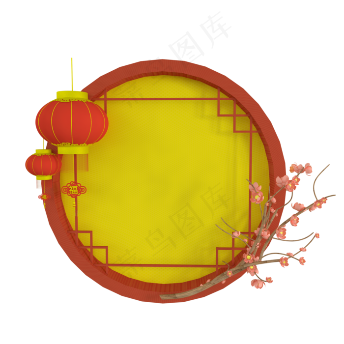 c4d新年框免费下载,免抠元素(3000*3000px 300 dpi )