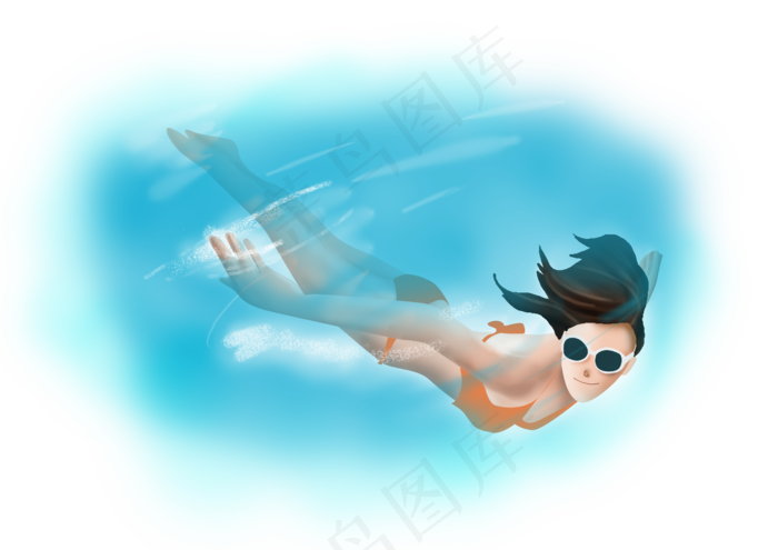 夏日夏季潜水女孩