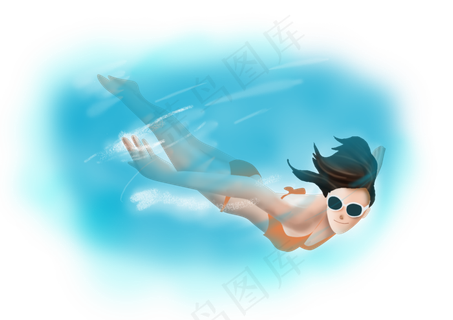 夏日夏季潜水女孩