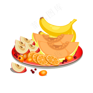 矢量手绘卡通水果