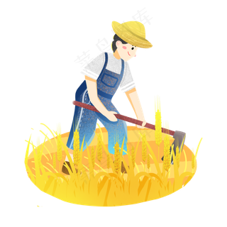 芒种麦子劳作耕地素材