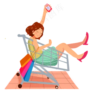 618狂欢购物女孩png素材