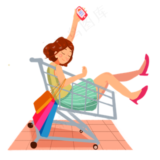 618狂欢购物女孩png素材