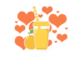 夏日饮品橙汁元素