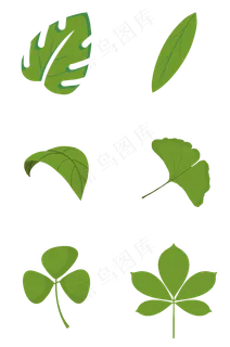 手绘扁平绿色叶子