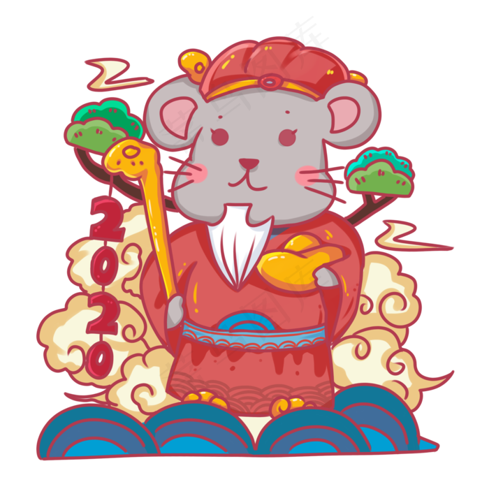 手绘鼠年形象,免抠元素