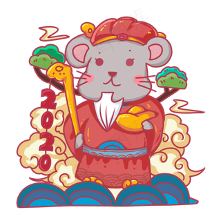 手绘鼠年形象,免抠元素