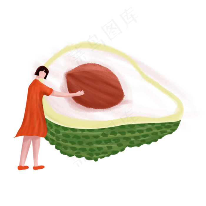 抱着半个牛油果的女生(2000X2000(DPI:300))psd模版下载