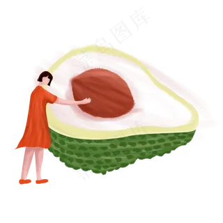抱着半个牛油果的女生