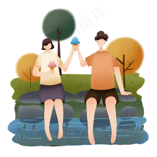立夏吃冰激凌情侣